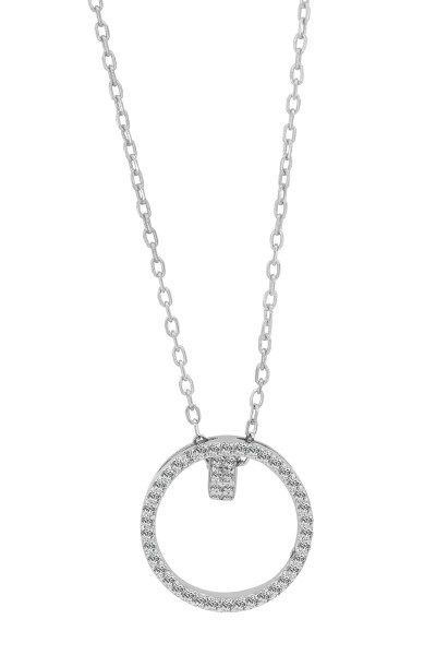 925/- Echt Silber Halskette "Zyanya" mit rundem Anhänger, rhodiniert, 42+5 cm
