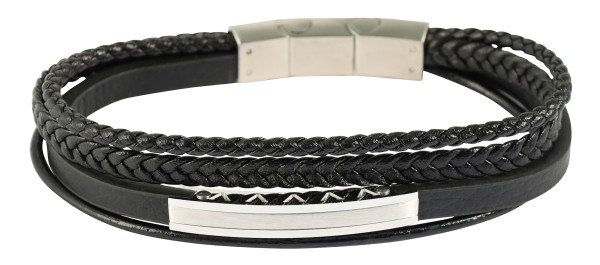 "Marino" Armband aus Lederimitat mit Edelstahlelementen, 19 cm und 21 cm