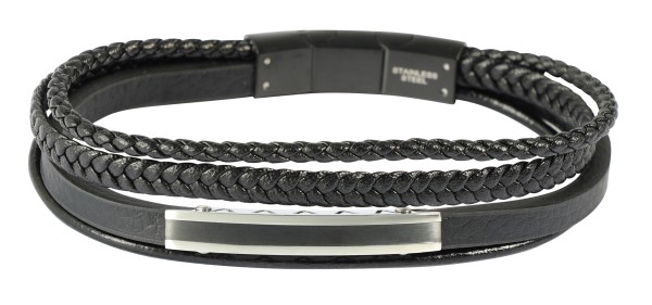 "Marcellino" Armband aus Lederimitat mit Edelstahlelementen, 19 cm und 21 cm