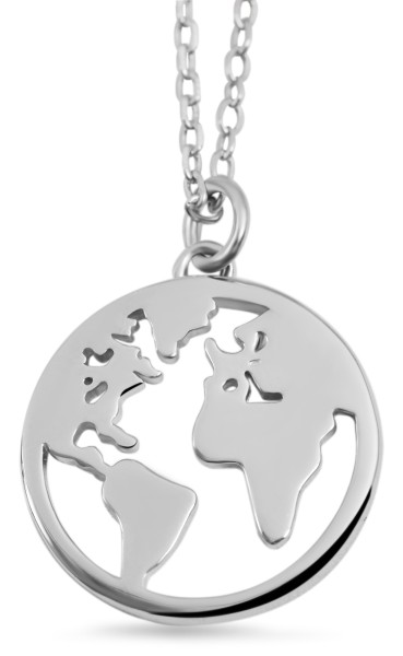 925/- Echt Silber Halskette mit Anhänger "Wanda",Weltenbummler