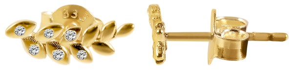 Gold Ohrstecker, 333er 8 Karat o. 375er 9 Karat mit Zirkoniabesatz, Gelbgold