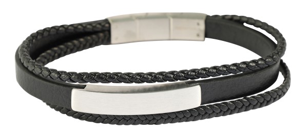 "Silvano" Armband aus Lederimitat mit Edelstahlelementen, 19 cm und 21 cm