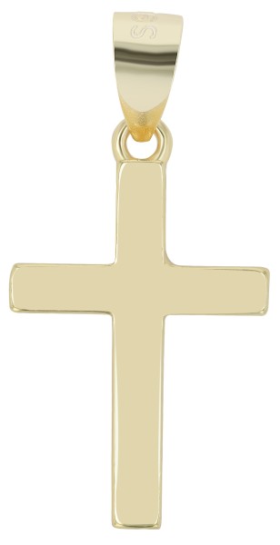 Kreuz Basic-Anhänger aus 925er Echt Silber, goldfarben oder silberfarben rhodiniert