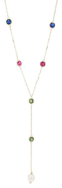 333er Gelbgold Halskette "Louna" mit farbenfrohem Besatz & Perle