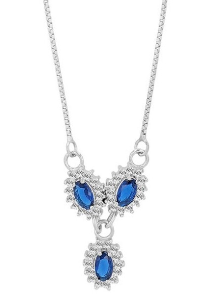 925/- Echt Silber Halskette "Elowa" mit Besatz, rhodiniert