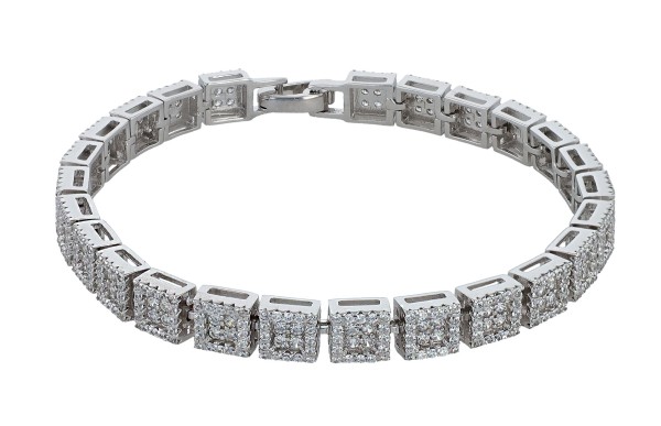 925/- Echt Silber Armband "Eden", Zirkoniabesatz, rhodiniert