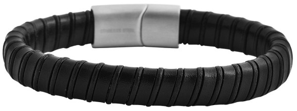 Akzent Geflochtenes Armband aus Echtleder und Edelstahl, 21,5 cm