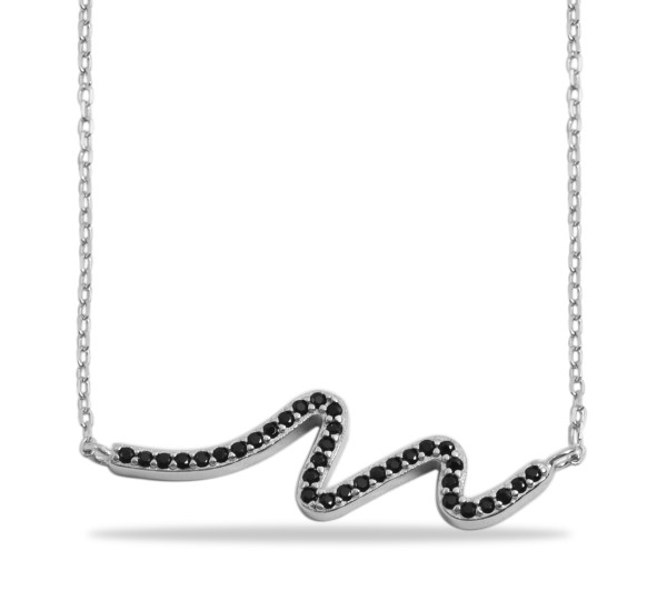 925/- Echt Silber Halskette mit Anhänger "Carol", Zirkoniabesatz, rhodiniert