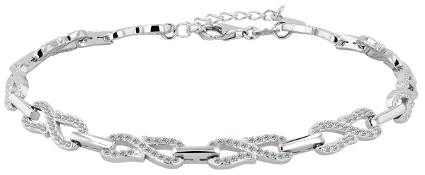 925/- Echt Silber Infinity-Armband "Milana", 18 + 3 cm, rhodiniert