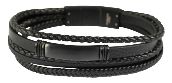 "Fabiano" Armband aus Lederimitat mit Edelstahlelementen, 19 cm und 21 cm