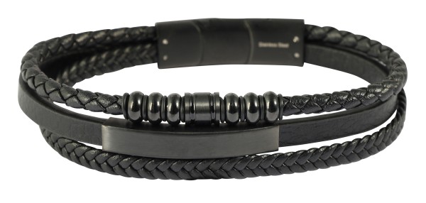 "Daniele" Armband aus Lederimitat mit Edelstahlelementen, 19cm und 21cm