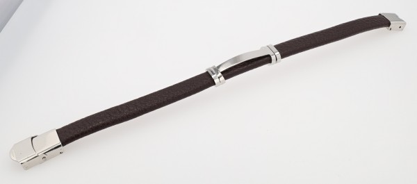 Akzent Armband aus Echt Leder und Edelstahl, 22,5 cm
