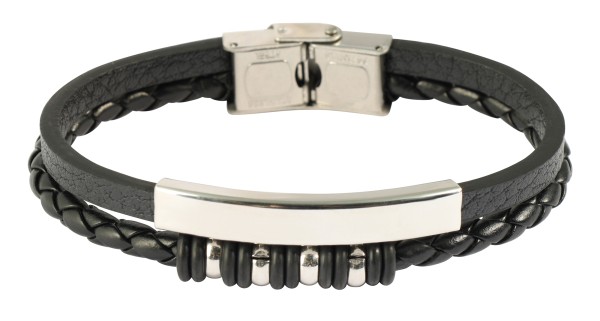 "Nestor" Armband aus Lederimitat mit Gravurplatte