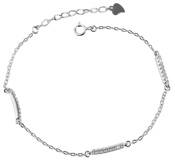 925/- Echt Silber Armband, 17+3cm, 925/rhodiniert, 2,1g