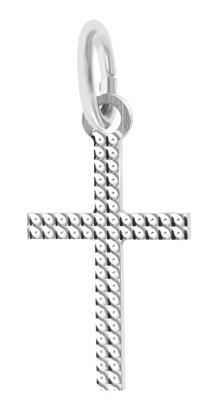 925/- Echt Silber Anhänger "Filal" (ohne Kette), mattiertes Kreuz mit Struktur, rhodiniert