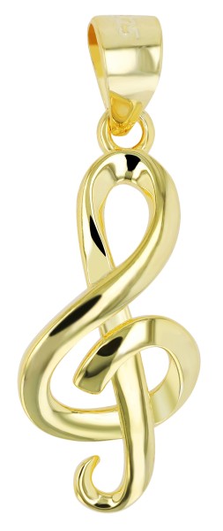 925/- Echt Silber Kettenanhänger Notenschlüssel "Liva", vergoldet oder rhodiniert