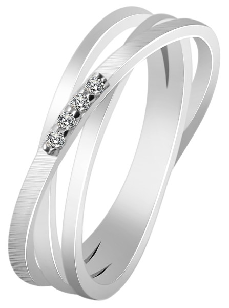 925/- Echt Silber Ring "Amy", Zirkoniabesatz, matt/poliert, 925/rhodiniert