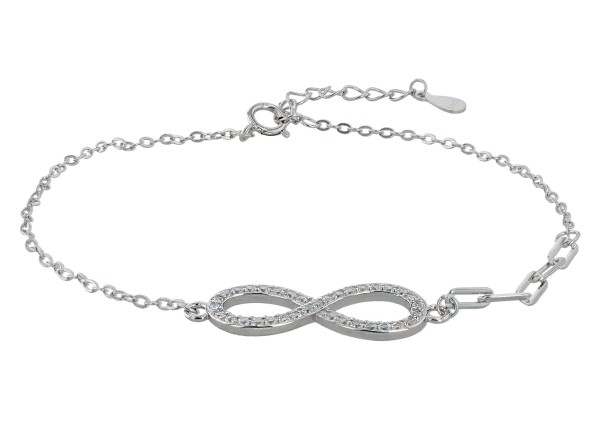 925/- Echt Silber Infinity-Armband "Juliette", rhodiniert, 17+3 cm