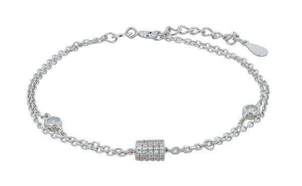 925/- Echt Silber Armband "Valar", zweireihig & rhodiniert, 17+3 cm