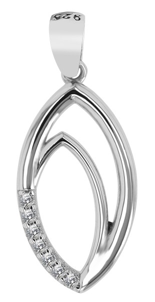 925/- Echt Silber Anhänger "Elegant Ellipse", poliert/rhodiniert