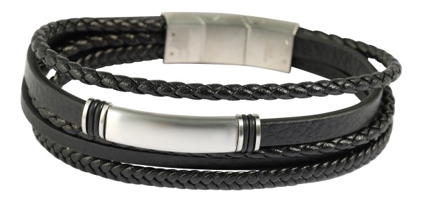 "Fausto" Armband aus Lederimitat mit Gravurplatte, 19cm und 21cm