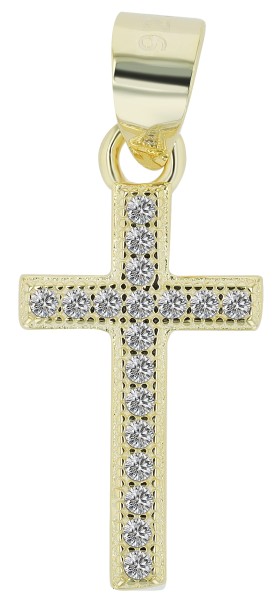 925/- Echt Silber Kreuz Anhänger "Allie" mit Zirkonia, vergoldet oder rhodiniert