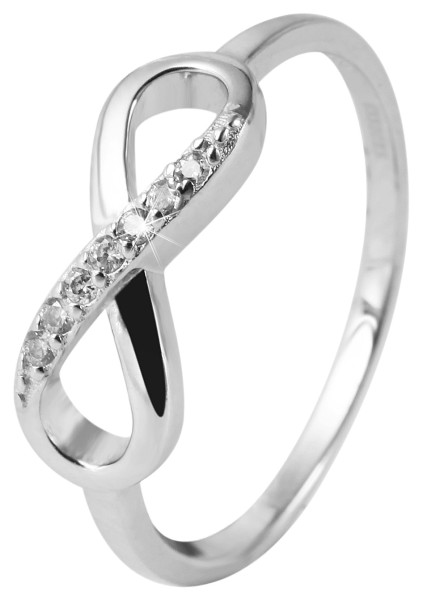 925 Echt Silber Ring, Infinity, Zirkoniabesatz, 925/rhodiniert