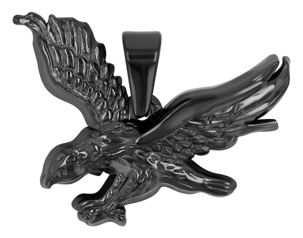 Kettenanhänger Adler "Lev" aus Edelstahl, silberfarbig oder schwarz