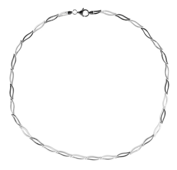 925/- Echt Silber Halskette "Olea", mattiert, 925/rhodiniert, Breite 4mm, Stärke 3mm