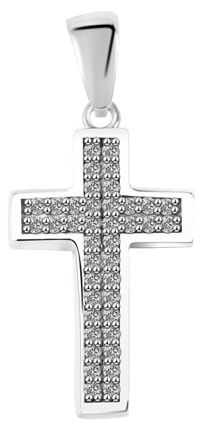 925/- Echt Silber Anhänger ohne Kette "Louna", Kreuz mit Zirkoniabesatz, 925/rhodiniert