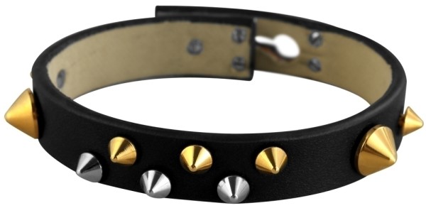 Akzent Echtlederarmband mit Steckverschluss und Nieten