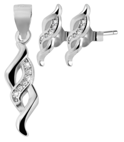 925/- Echt Silber Schmuckset mit Ohrringen und Anhänger, 925/rhodiniert