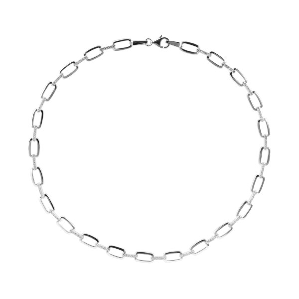 925/- Echt Silber Halskette "Almina", Zirkoniabesatz, 925/rhodiniert, Breite 7mm, Stärke 2mm
