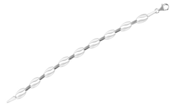 925/- Echt Silber Armband, mattiert/poliert, 925/rhodiniert