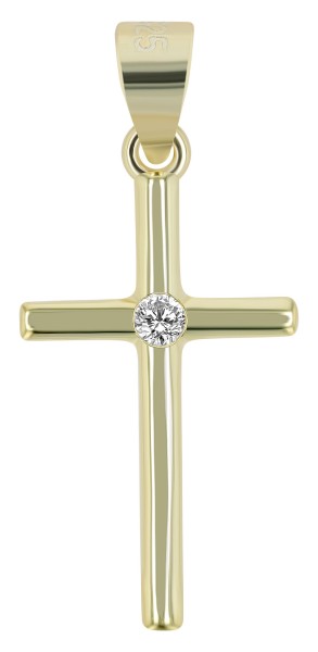 Kreuz Anhänger mit Besatz, 925/ Echt Silber Gold oder Silber/rh