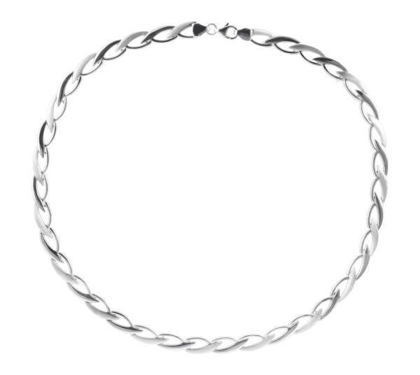 925/- Echt Silber Halskette, mattiert/poliert, 925/rhodiniert
