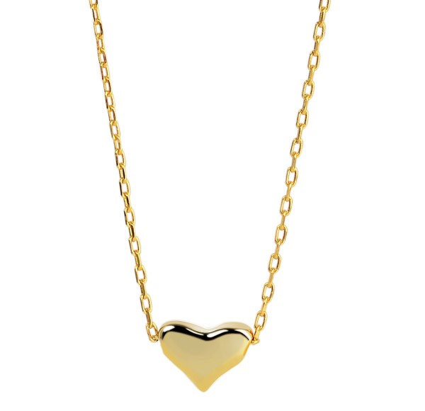 925/- Echt Silber Halskette mit Herzanhänger "Kanani", vergoldet