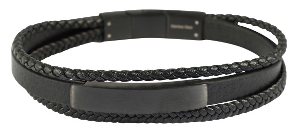 "Romeo" Armband aus Lederimitat mit Edelstahlelementen, 19cm und 21cm