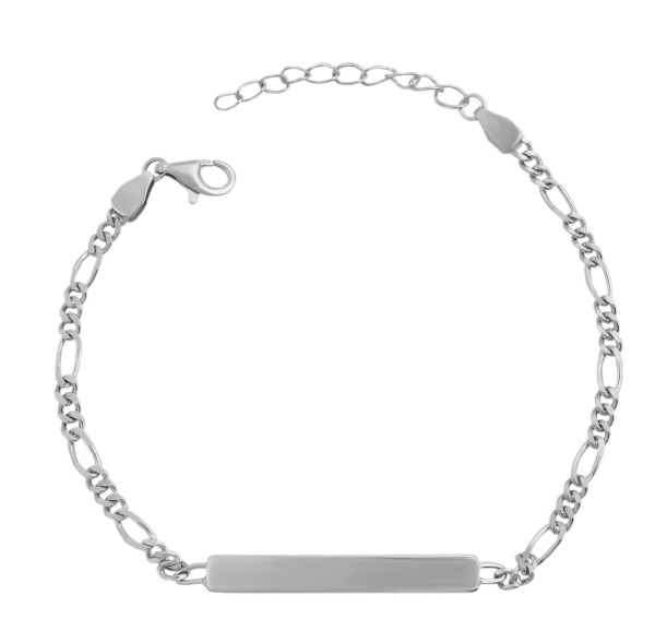 925/- Echt Silber Identarmband, 925/ rhodiniert