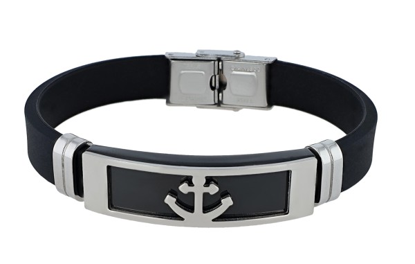 Akzent Silikon Armband "Rylan" mit Edelstahlelemente, maritim, verschiedene Größen