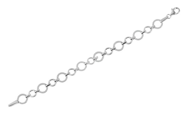 925/- Echt Silber Armband, Zirkoniabesatz, 925/rhodiniert