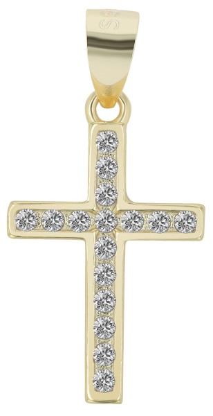 925er Echt Silber Kreuzanhänger "Mireio" mit Besatz, rhodiniert oder vergoldet