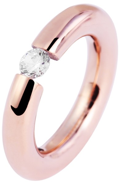 Akzent Damen-Ring aus Edelstahl, roségoldfarbig, Zirkonia