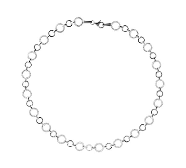 925/- Echt Silber Halskette "Malin", Zirkoniabesatz, 925/rhodiniert, Breite 10mm, Stärke 2mm