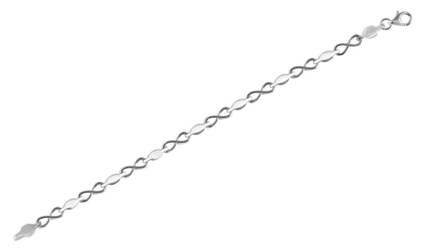 925/- Echt Silber Armband, Infinity, matt/poliert, 925/rhodiniert