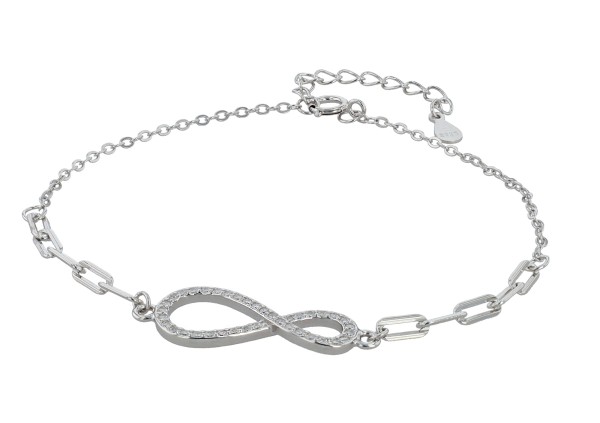 925/- Echt Silber Armband "Nova", Infinity, rhodiniert, 17+3 cm