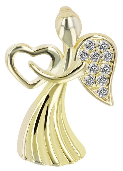 925er Echt Silber Kettenanhänger Engel "Sade" mit Zirkonia, vergoldet oder rhodiniert