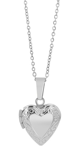 Akzent Halskette mit Herzmedaillon, Edelstahl, 45+5 cm