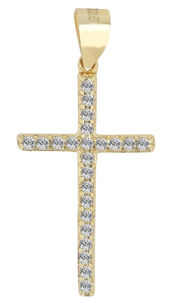 925/- Sterlingsilber Kreuzanhänger "Elana", Zirkoniabesatz, rhodiniert oder vergoldet