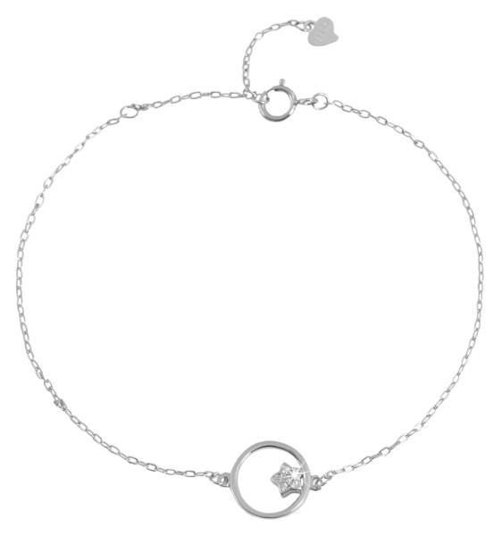 925/- Echt Silber Armband mit Sternchen und Zirkoniabesatz, 17+3cm, 925/rhodiniert